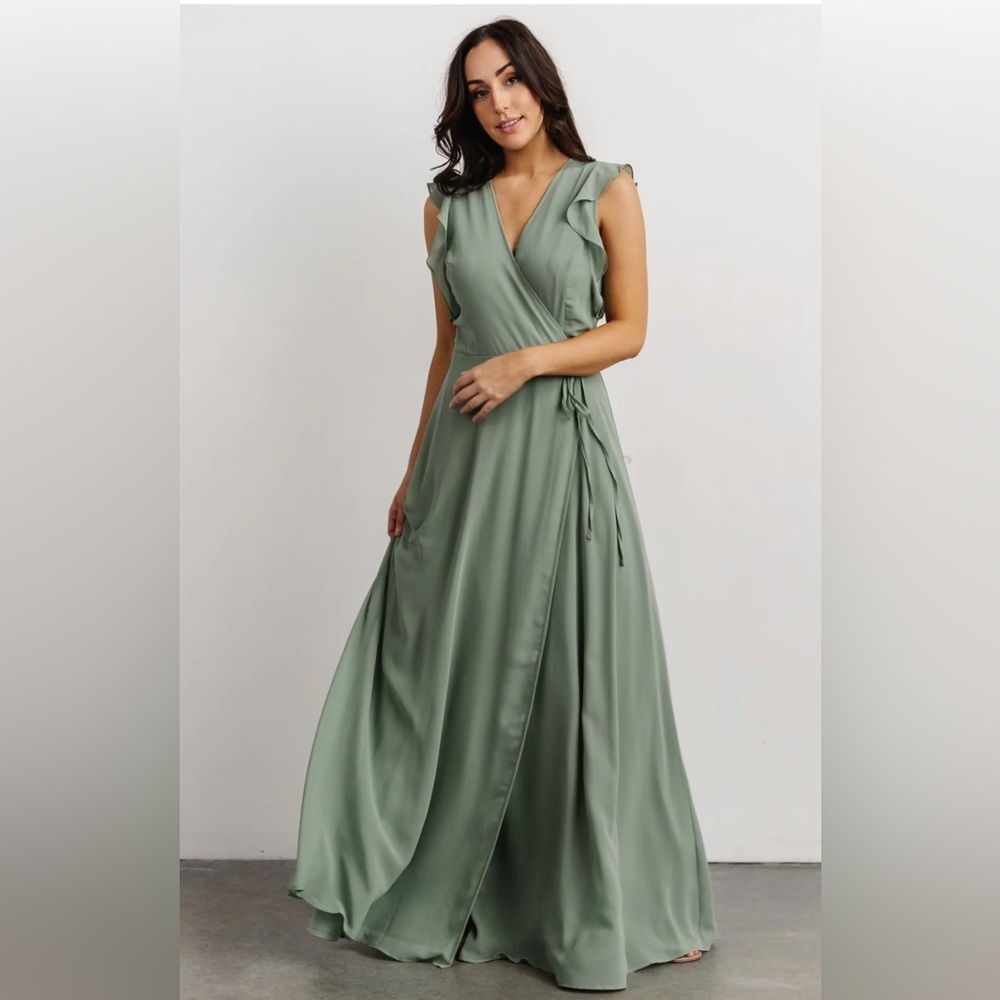 Baltic Born Saya Wrap Maxi Dress - Dusty Sage Bridesmaid Dress (Like New!)